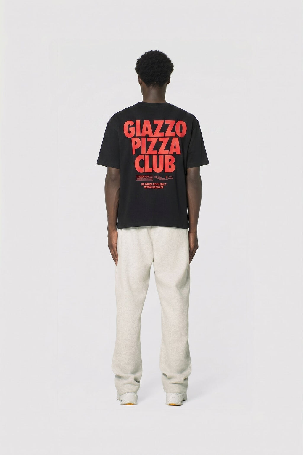 Club Shirt Schwarz – großer GIAZZO PIZZA CLUB Rückenprint, Mann